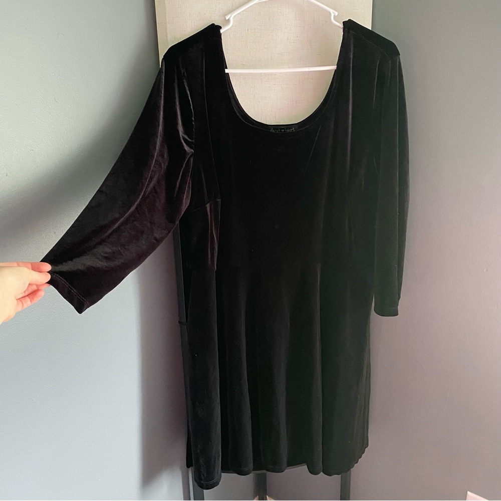 Derek Heart Black Sheath Dress 3/4 Sleeve Scoop Neck